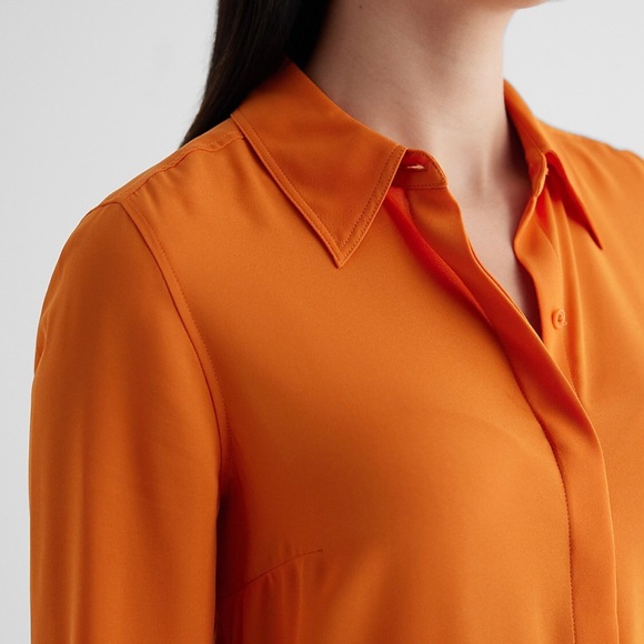 Express Portofino Orange Slim Fit Long Sleeves Top Shirt XS X-Small - Picture 4 of 4